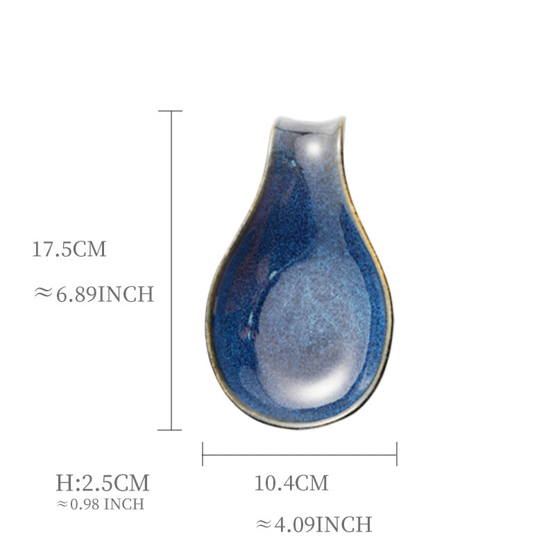 Insnew arrival kiln turns blue creative spoon-shaped ceramic dessert plate western sauce dish restaurant hotel dessert dish
