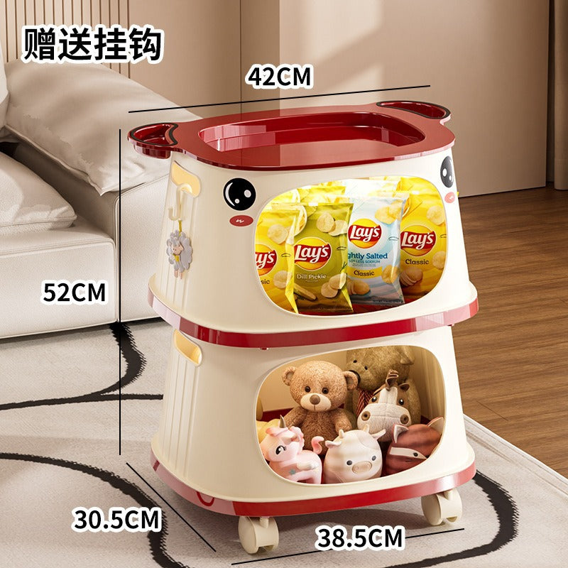 Household multifunctional trolley Children's snacks Shelf with wheels Movable creative multi-layer storage box Locker