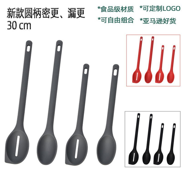 One-piece silicone dense spoon dense longer handle stirring spoon salad spoon salad spoon colander kitchen cooking tools