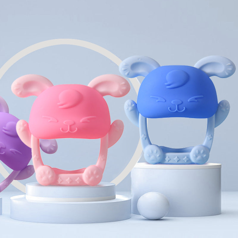 Cross-border new toothpaste baby hand guard toothpaste, silicone rabbit toothpaste, hand grab soothing toothpaste can be boiled in stock