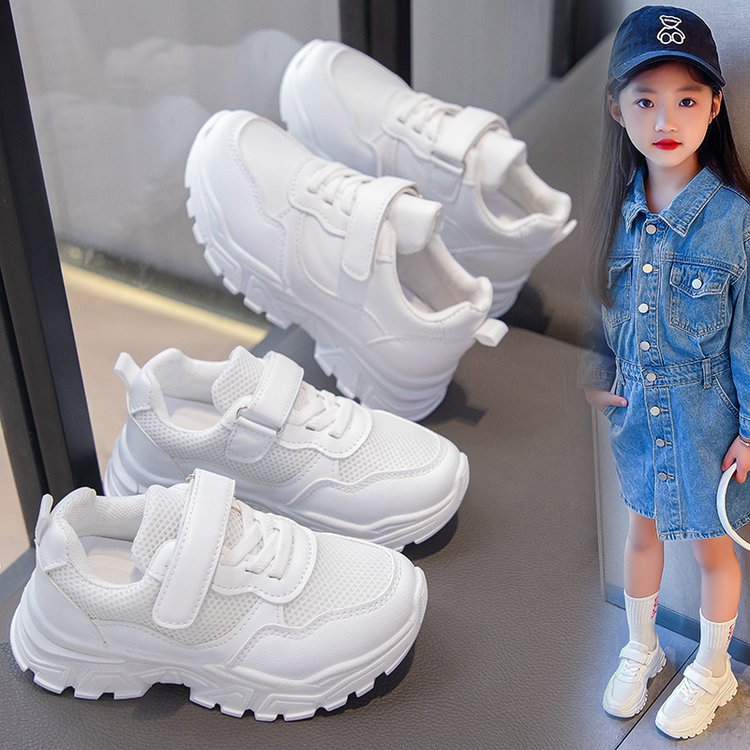 2024 new spring and summer girls' students' 61 children's mesh casual sports shoes boys' white breathable running shoes