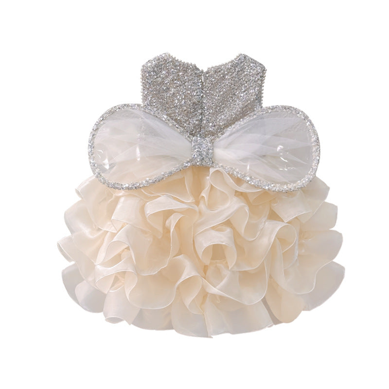 summer new girls' princess dress - birthday sequin winged dress - first birthday party gown - stylish baby girl outfit