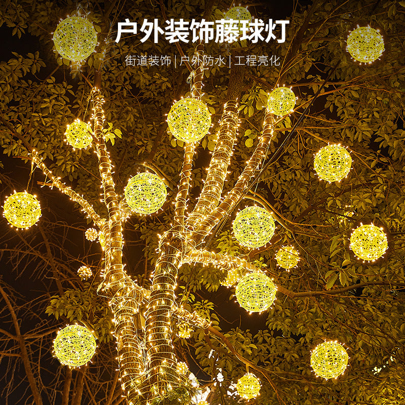 LED vine ball lamp holiday decoration outdoor ball lamp landscape hanging tree ball lamp street outdoor lighting lantern string