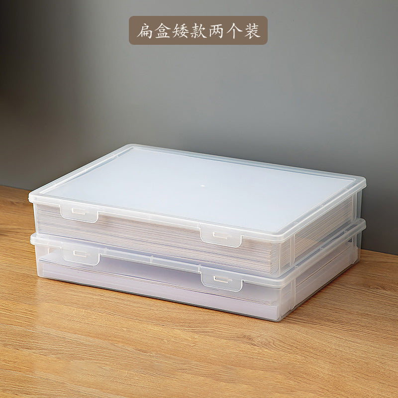 Desk a4 paper storage box plastic transparent desk finishing box square with lid dustproof desktop file storage box