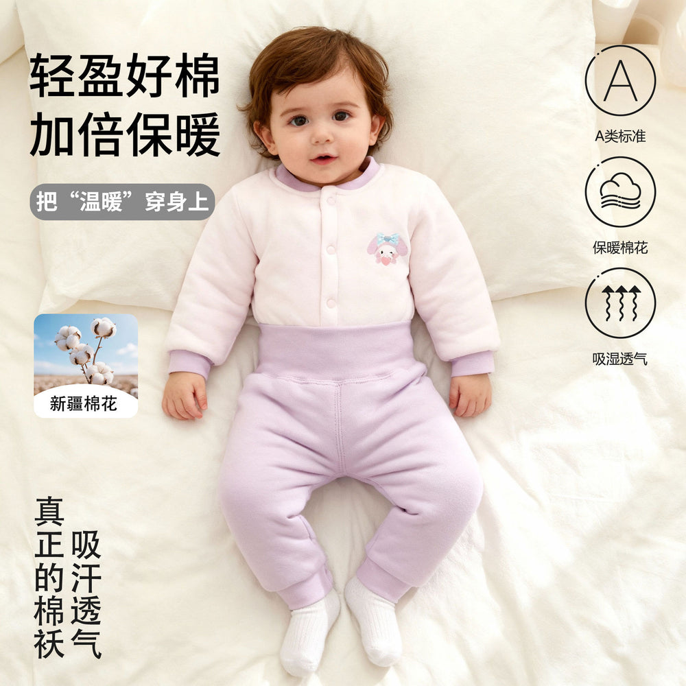 200g fall/winter new arrival: handmade cotton baby outfit - high-waisted two-piece set for boys and girls, perfect for outdoor wear