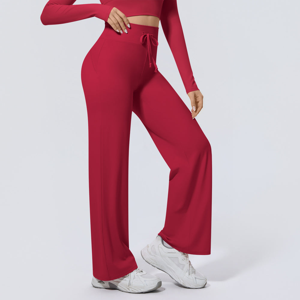 New arrival nude quick-drying yoga pants high waist hip lifting outdoor running sports loose pants draped straight-leg fitness pants