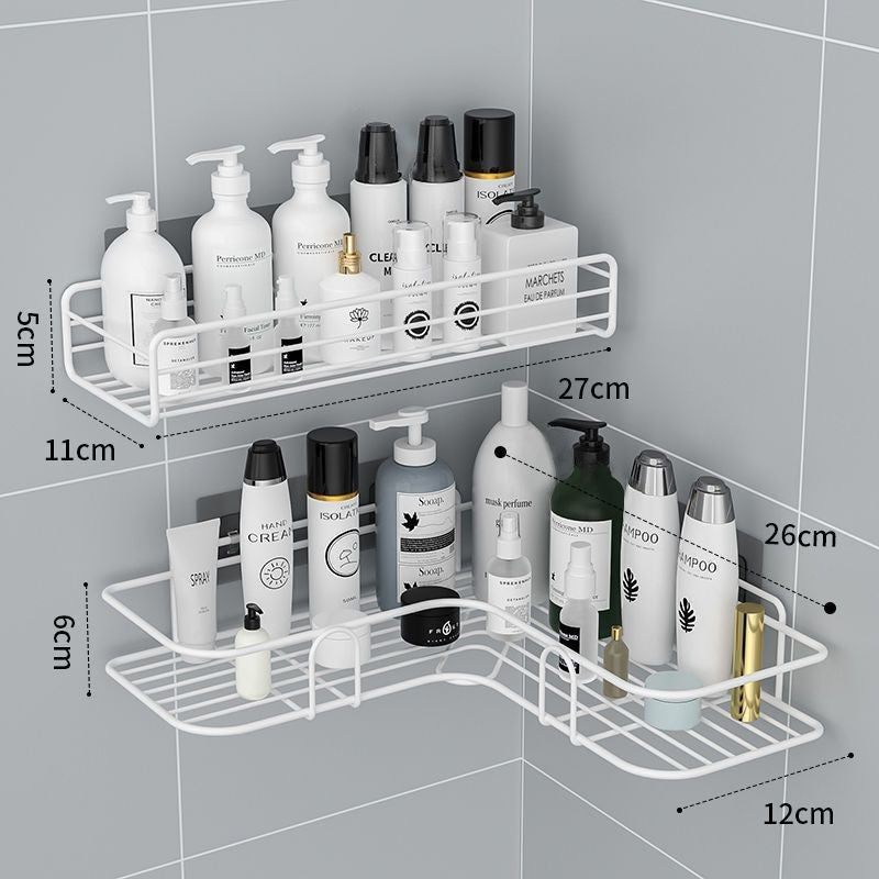 Wall-mounted bathroom shelf - no drilling required - rectangular organizer for vanity, sink, and toilet