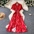 French riviera style halter sleeveless dress - women's summer cinched waist slimming tiered ruffle cake dress