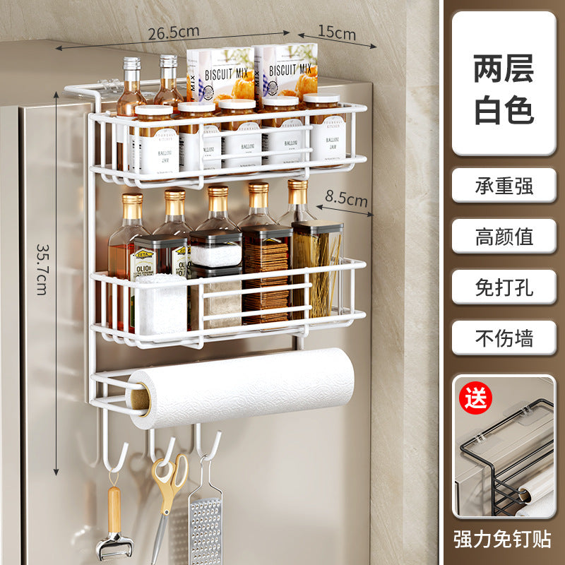 Refrigerator shelf Side storage rack Artifact Kitchen supplies Household Daquan Side wall plastic wrap Multi-layer hanging shelf