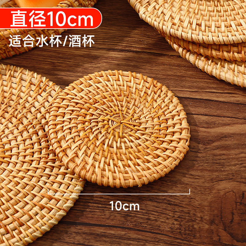 Rattan insulation mat oven mitts pot mat bowl mat high temperature resistant dining table mat plate mat coaster teapot holder casserole weaving