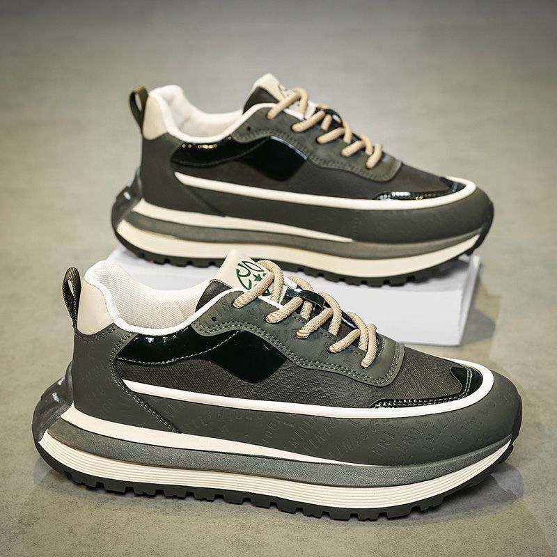 Men's shoes: 2025 spring new arrivals - breathable low-top dad shoes, versatile trendy chunky sole height-increasing sneakers, athletic casual footwear