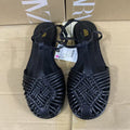 Za2025 new retro round toe flat roman sandals - woven, hollow-out, single strap buckle, fashionable closed-toe sandals