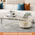 Luxury minimalist modern glass round table -  new arrival - small apartment home decor - cream style mobile coffee table for living room