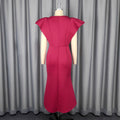 new v-neck flutter sleeve dress ruffle trim bodycon party evening gown