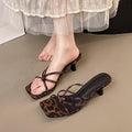 Women's slippers: new french-style high-heeled sandals for summer 2025 - wearable, single-strap, square-toe, open-toe slippers