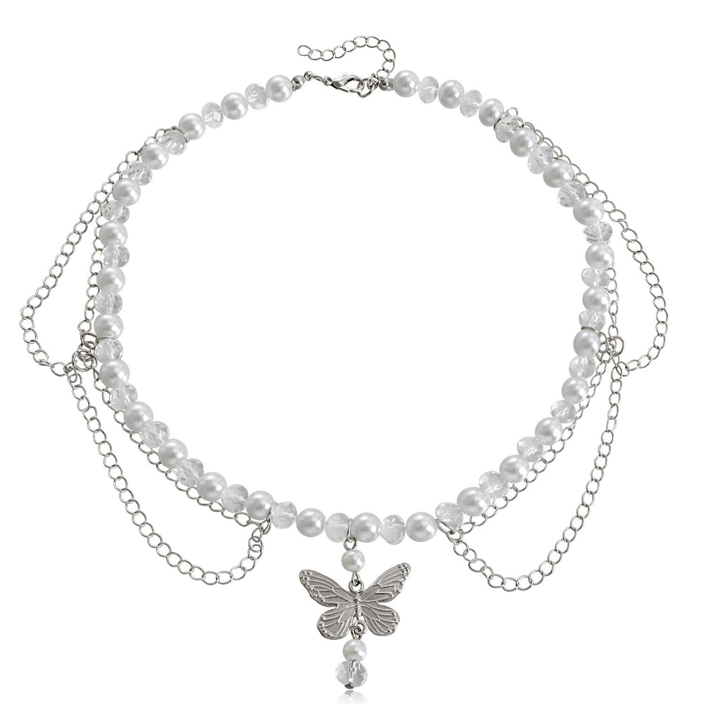 Pearl sweater chain wholesale european and american cross-border cross necklace punk multi-layered wearing light luxury niche clavicle chain for women