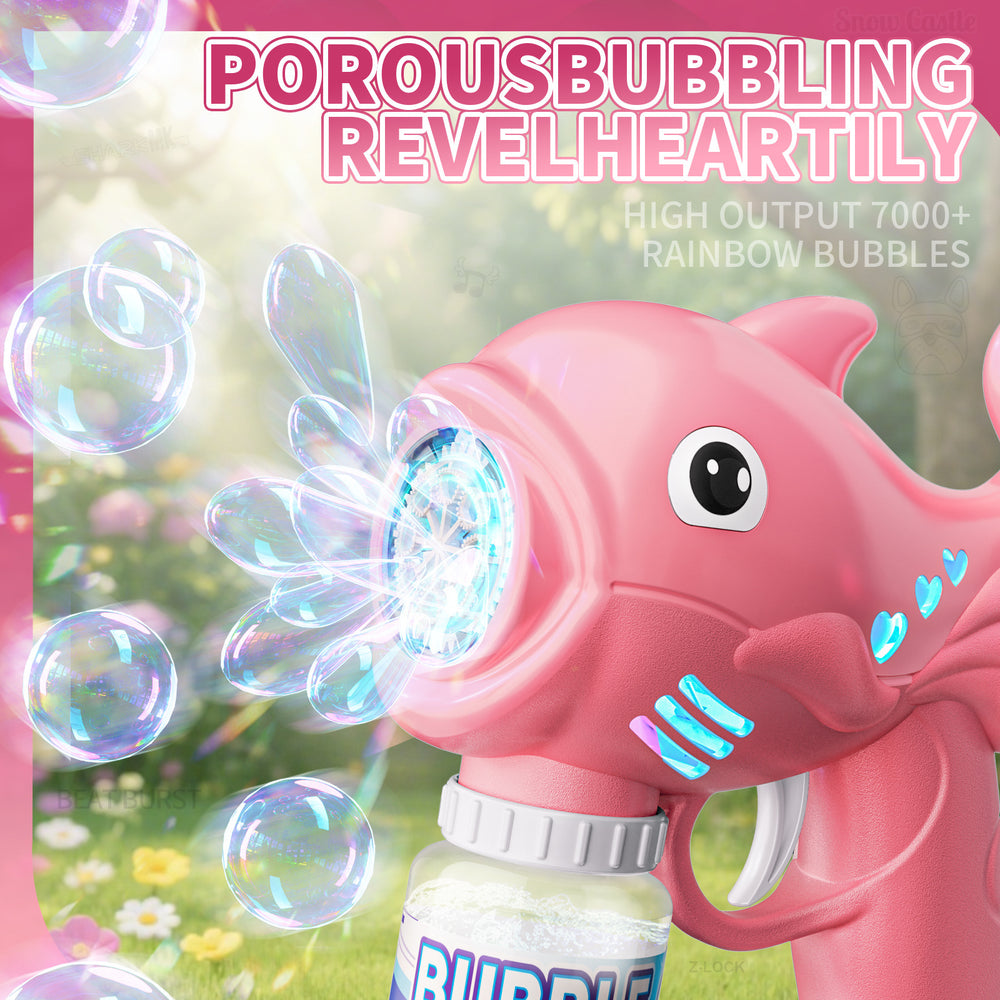 Kids' summer electric dolphin handheld bubble gun - fully automatic bubble blower - perfect for parks, street vendors, and toys for ages 3-6