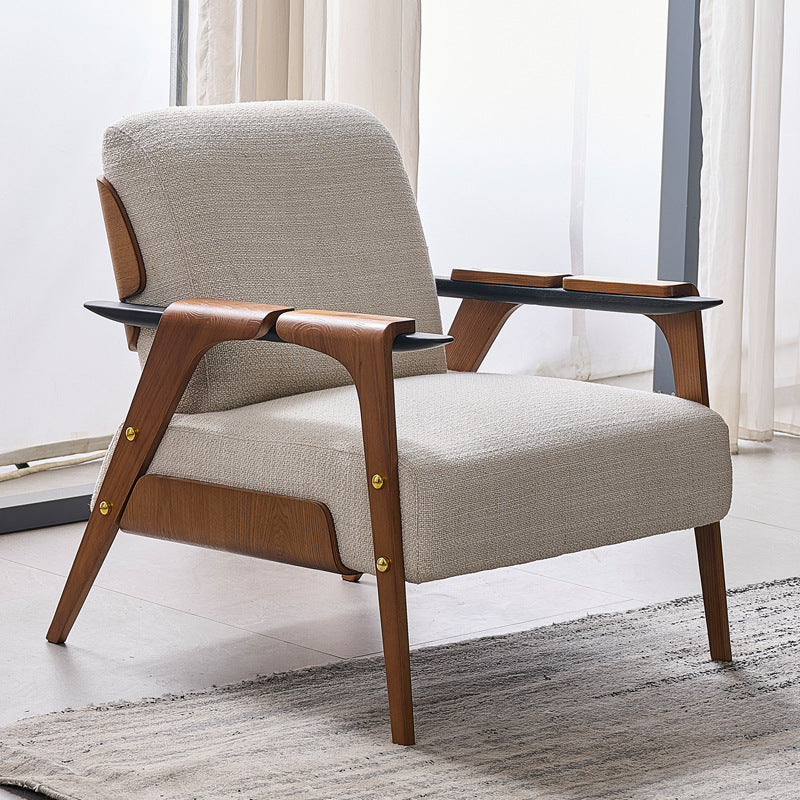 Recliner white ash solid wood legs living room balcony bedroom for home rest nap lazy small sofa chair pony chair