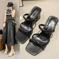 Chunky heel sandals for women, new summer 2023 collection, elegant and feminine style, single strap high heel mules - dropshipping available