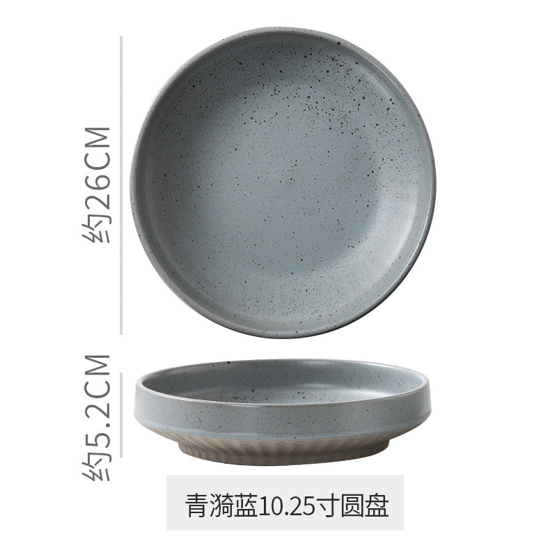 Retro stoneware dinner plate clay deep plate fruit salad plate japanese breakfast dessert plate pasta plate restaurant hotel plate