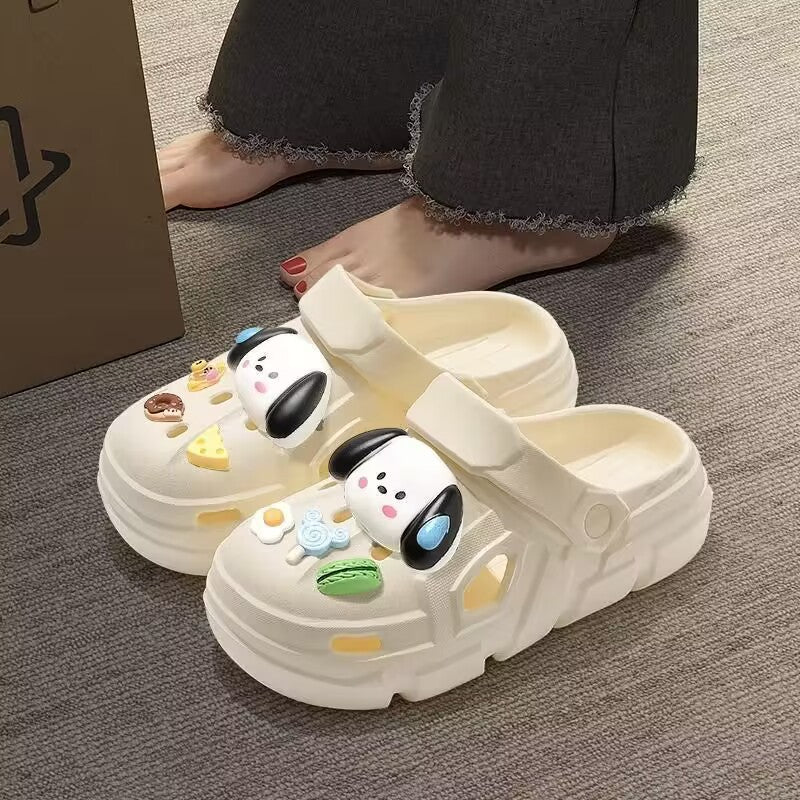 Thick sole crocs women's summer outwear height increasing 2024new arrival popularcute beach non-slip baotou sandals and slippers