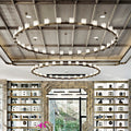 Hotel dining hall lobby chandelier - modern minimalist banquet hall light luxury ring round crystal chandelier - restaurant private room pendant light