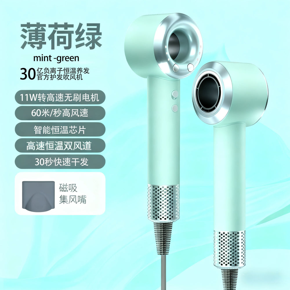 High-speed bladeless hair dryer - home use, blue light hair care, salon/barber shop style, brushless motor, negative ion technology