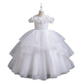 Ready-to-ship, cross-border bestseller: high-end girls' formal dress, long, full skirt with mesh paneling, floral princess dress for girls
