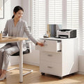 Under-desk file cabinet, wooden side cabinet with lock, office cabinet, printer drawer, storage cabinet, low cabinet