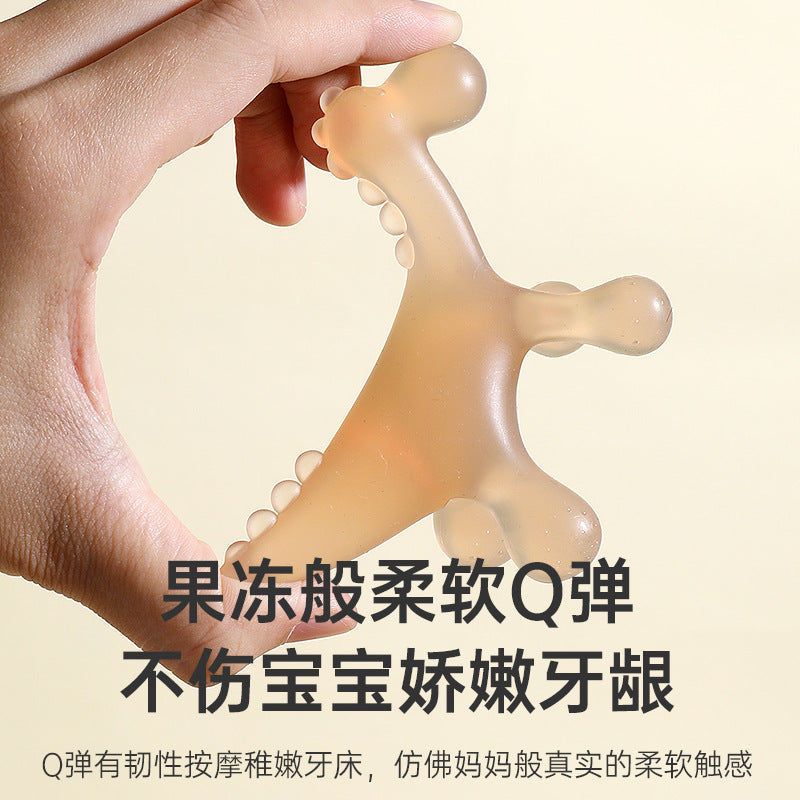 English card pack, infant dinosaur toothpaste can be boiled and bitten, food grade silicone baby molar stick