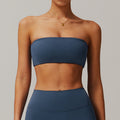 All-in-one seamless sports bra - anti-exposure bandeau top, perfect for layering, workout base layer, tight-fitting yoga top - model 8075