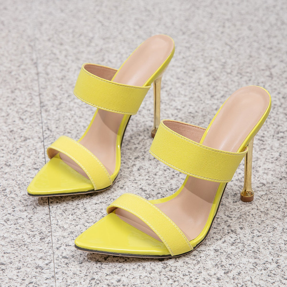 European and american chic: versatile pointed-toe open-toe heeled mules - french retro style, sexy and elegant