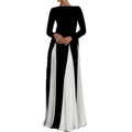 cross-border e-commerce european and american women's clothing: new summer collection - color block crew neck casual fitted waist slimming a-line maxi dress