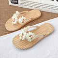 Floral flip-flops for women, summer outdoor wear, 2025 new style, beach & vacation, fairycore sandals, non-slip, wet-weather friendly