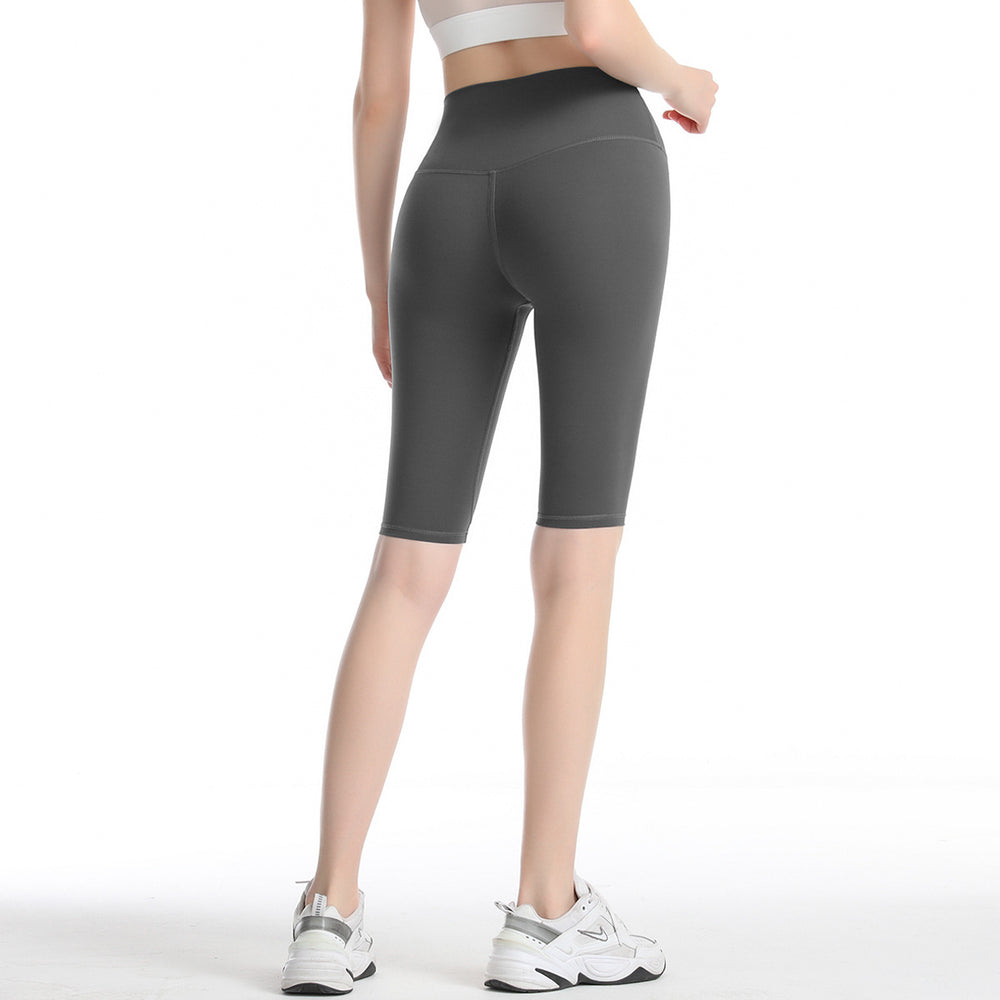 Clearance double-sided brushed naked feeling fitness pants yoga clothes high waist tight sports half length pants yoga shorts women