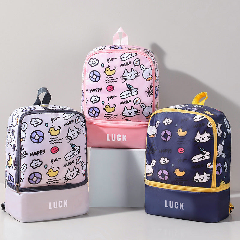 New children's swimming bag wet and dry separation belt shoe compartment beach bag waterproof swimsuit storage bag travel bag backpack