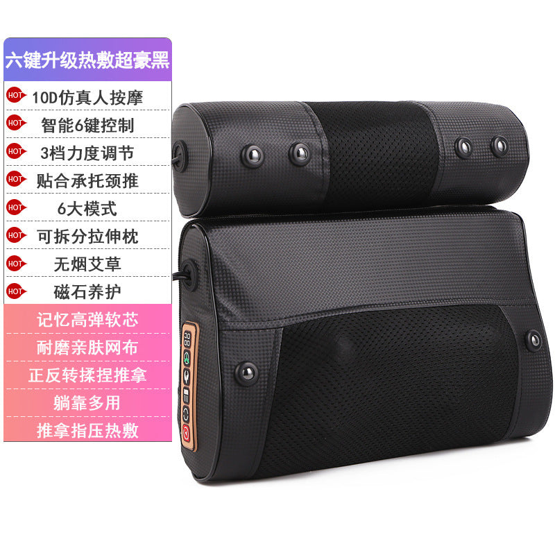 Cervical spine massager neck massage pillow hot compress shoulder lumbar lumbar kneading massager air bag stretching for home