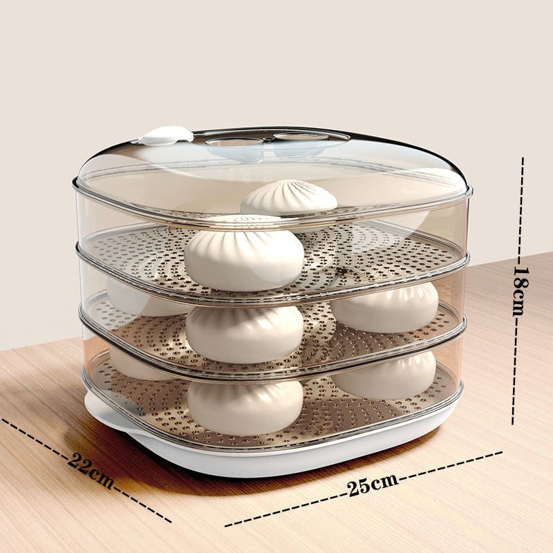 Microwave-safe steaming container - food-grade transparent steamer for hot steamed buns, multi-purpose hot dish keeper with lid for home use