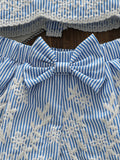 spring/summer cross-border exclusive: premium embroidered flutter sleeve top + bowknot shorts two-piece set for infants and toddlers