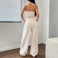 Amazon two-piece set: women's tie-front vest and straight-leg casual pants wholesale