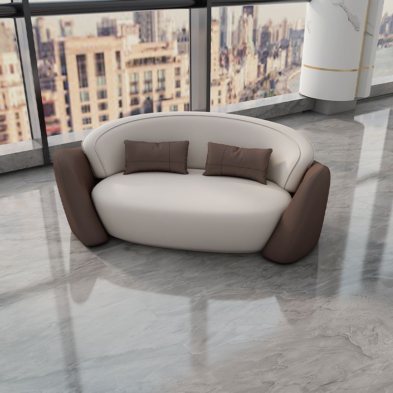 New arrival business negotiation sofa leather art lobby creative casual reception table and chairs orange and white surrounded combination furniture