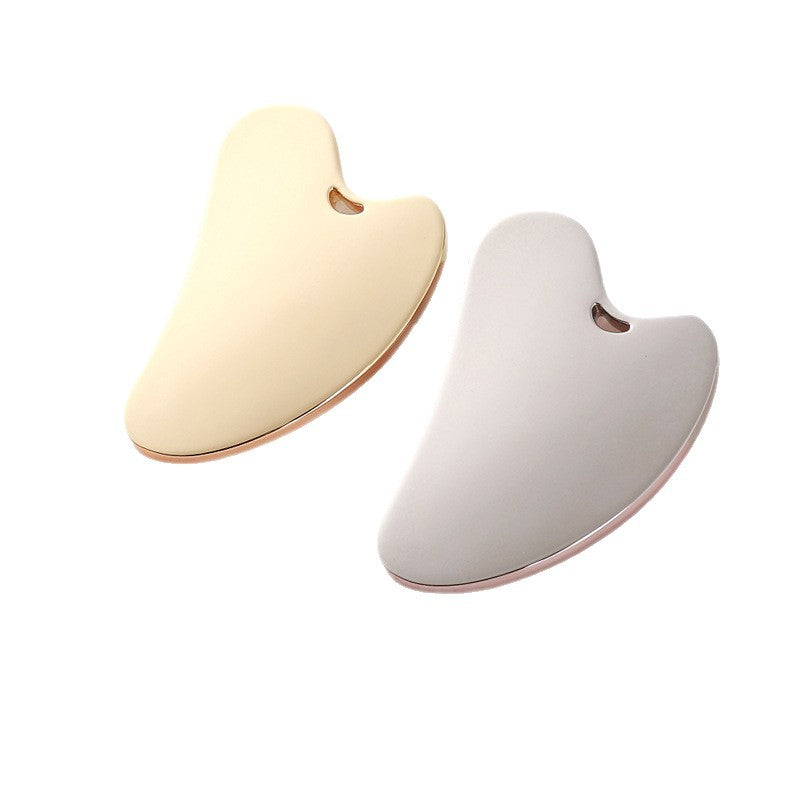 Custom zinc alloy scraping tool - heart-shaped, perforated metal fascia blade for massage and gua sha beauty treatment