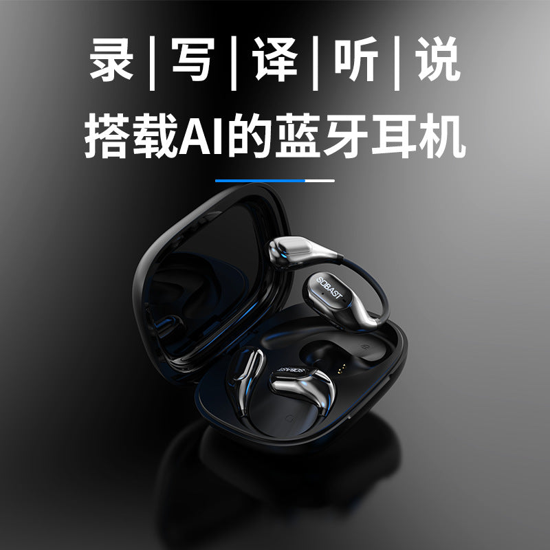 Sobes sow13pro touch screen ai translation earphones ows ear-hook open noise reduction wireless bluetooth headset