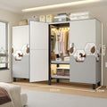 Easy-to-assemble, foldable wardrobe for bedrooms, ideal for home use or rental properties. dustproof, moisture-proof, with reinforced construction, fully sealed, and mildew-resistant. features a convenient swing-out door