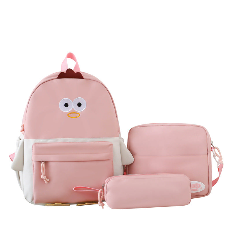 Primary and secondary school students schoolbag Japanese cartoon women's shoulder bag cute soft cute chicken foreign style girl schoolbag pencil case
