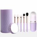 Mini 6-in-1 makeup brush set with mirror - portable animal hair beauty tools