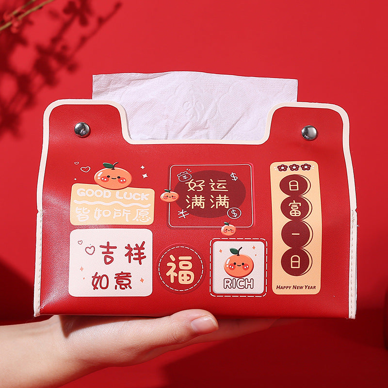 New Year's Geely Tissue Box Festive Creativity Cute Carton Household Living Room Dining Table Restaurant Car Universal Storage