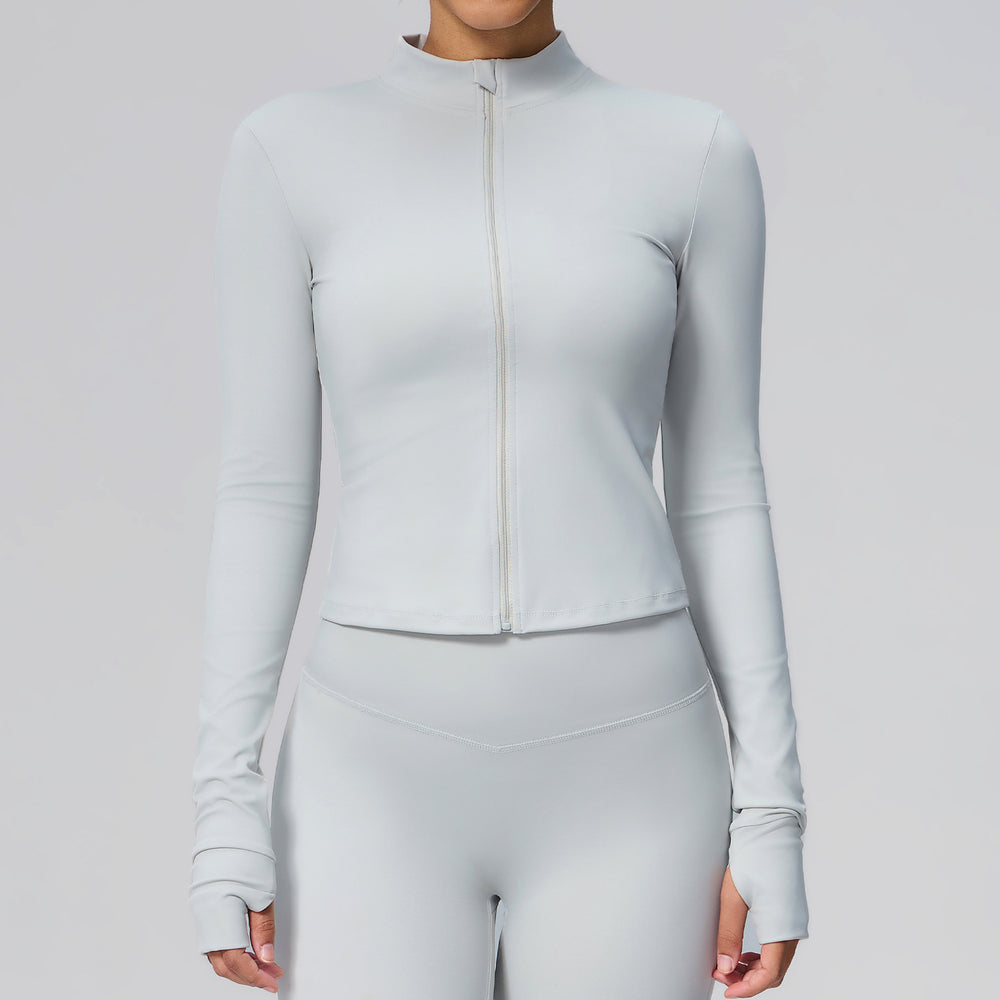 Lulu zip-up compression long sleeve yoga top women's running fitness jacket cloud feel breathable activewear top