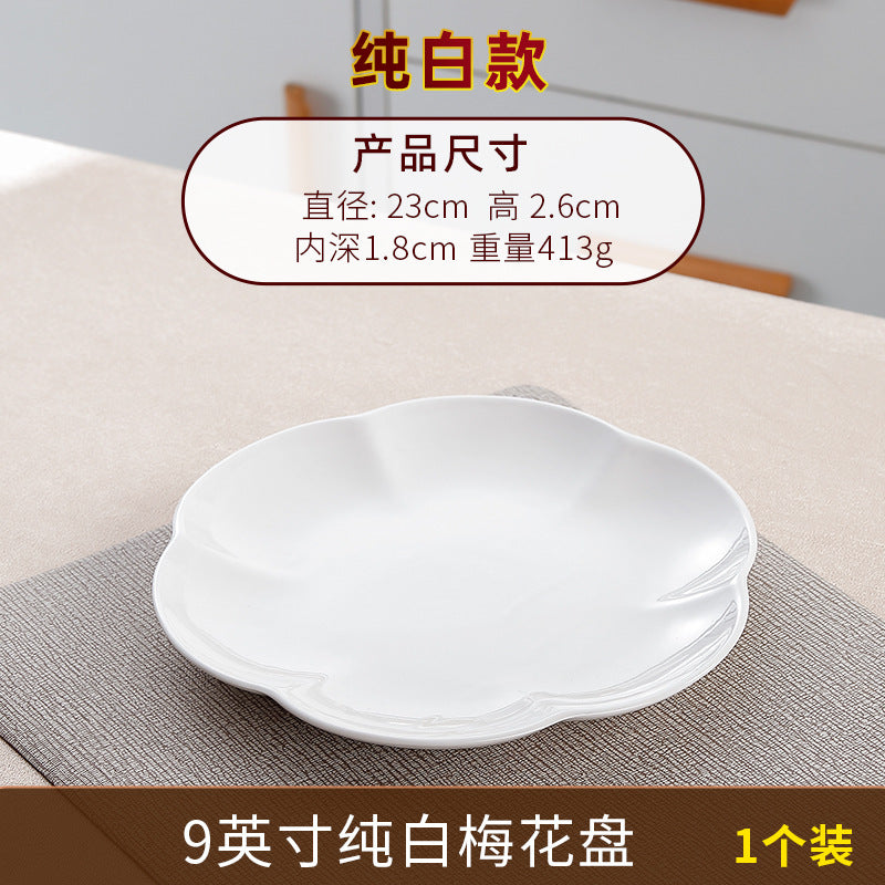Wholesale gold-rimmed petal vegetable plate plum blossom plate for home ceramic dinner plate fish plate classy commercial cold dish plate