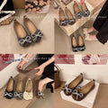 Plus sizenew arrival evening breeze pearl bows soft bottom beanie shoes women's fashion toe cap flats flats soft bottom slip-on